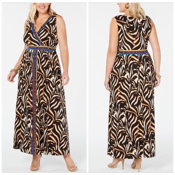 INC International Concepts Dresses & Skirts - 2X 4X INC Tiger Print Surplice Maxi Dress Plus Sz